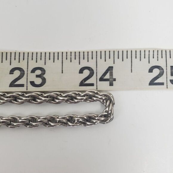 Vintage Silver Tone Rope Chain Box Tassel Round Clear Ball Lariat Opera Necklace - Picture 9 of 11